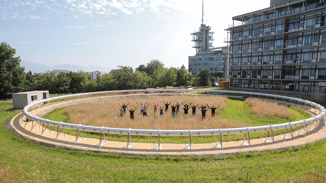The test track - 40 m in diameter and 120 m long - is a first in Europe. © Murielle Gerber/EPFL