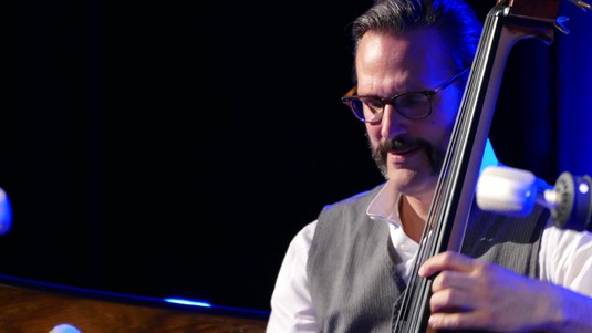 The Michael Wollny Trio in concert at EPFL on May 11th: Michael Wollny (piano) Christian Weber (bass) Eric Schaefer (drums).  2022 EPFL/ Hamza Houlaihel - CC-BY-SA 4.0