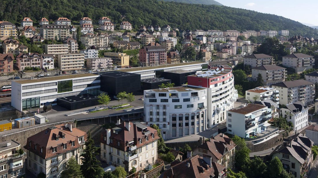 © 2013 Yves André - Aerial view of the Ecopark neighborhood in Neuchâtel.