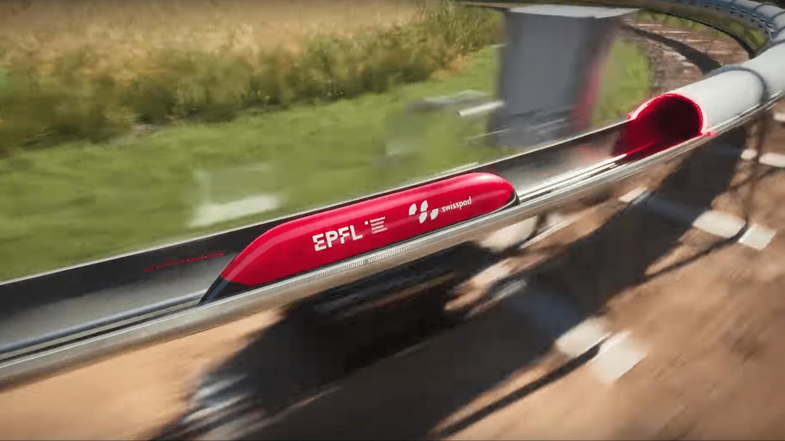 The pod reach a top speed of 40.7km/h in reduced scale, a full-scale equivalent of 488.2km/h. © Swisspod