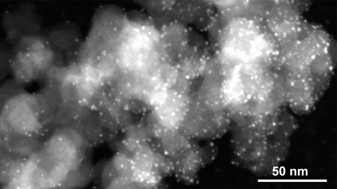 Copper-cluster catalysts on activated carbon. Credit: Cedric Koolen (EPFL)