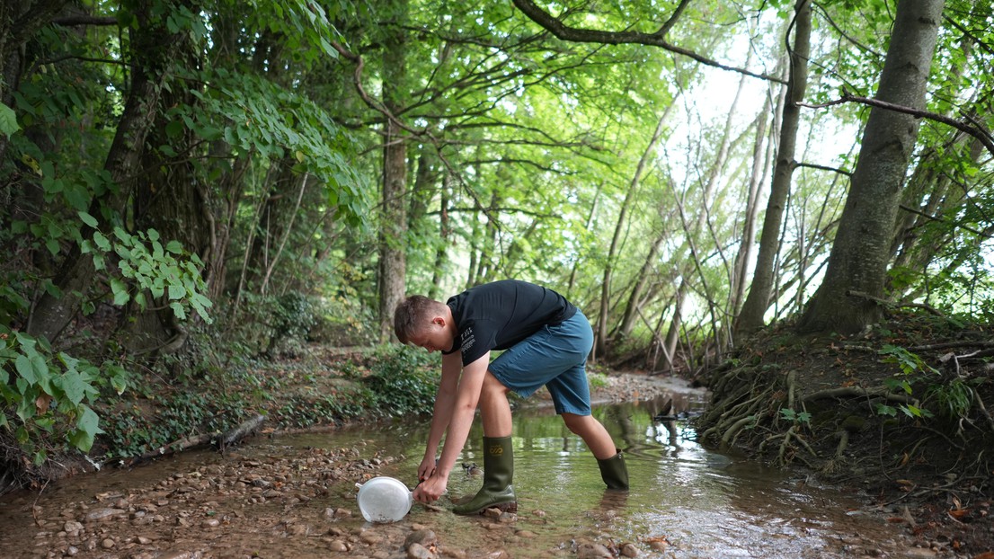 The volunteers went out in the field, collecting sediment and invertebrate samples - indicators of water quality - at 35 sites. © Laureline Duvillard 2024 EPFL