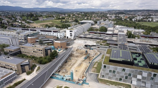 The construction site seen from the sky, nr 1. © 2025 EPFL/J.Caillet