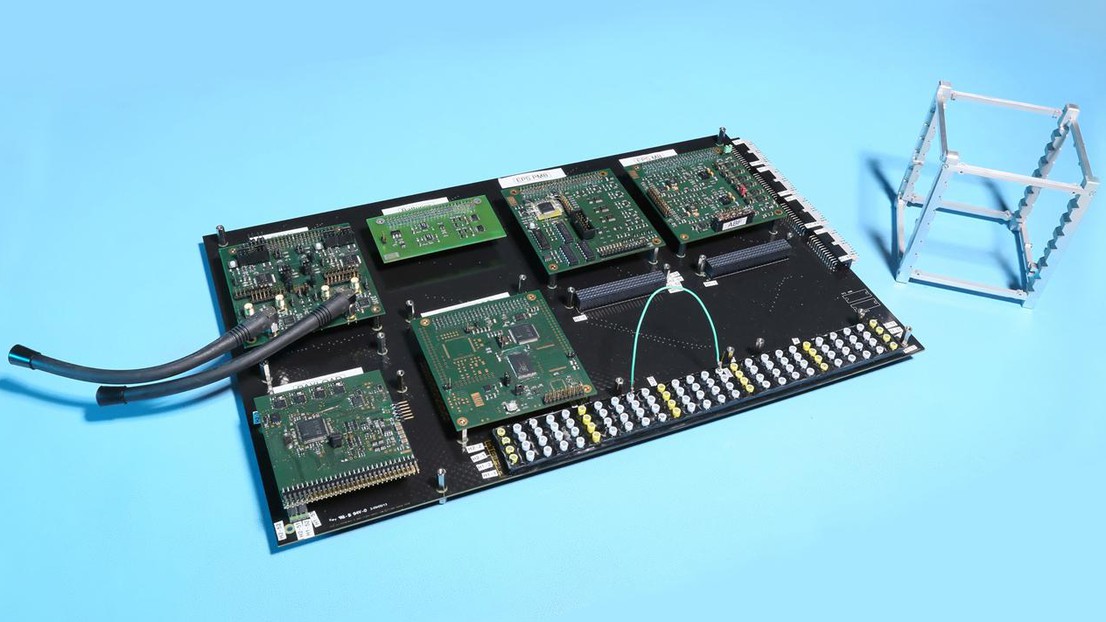 The satellite's circuits and cubic structure © 2014 EPFL
