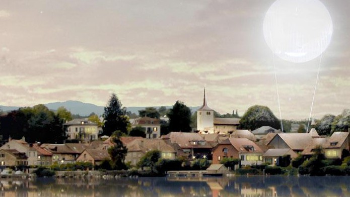 The town of Saint-Prex will be enlightened by an illuminated hemisphere full of helium. © ALICE / EPFL