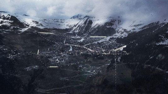 The five buildings are connected by a cable-car network that covers the whole of Verbier. ©Fiona Pià