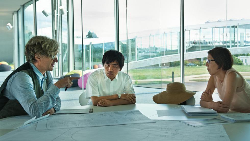 Wenders, Nishizawa and Sejima at the Rolex Learning Center. Photo by Donata Wenders Wenders, Nishizawa and Sejima at the Rolex Learning Center. Photo by Donata Wenders