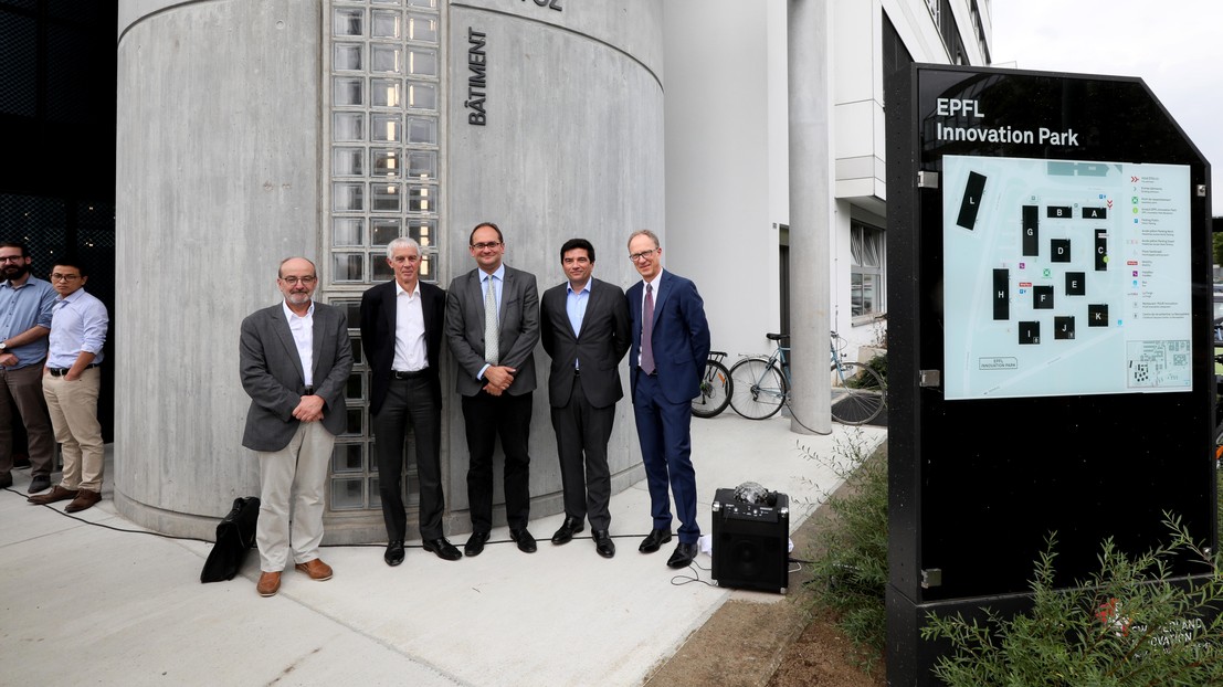 Fritz Schiesser, Martin Vetterli, Marc Gruber, Etienne Marclay and Jean-Philippe Lallement © 2018 EPFL / Alain Herzog