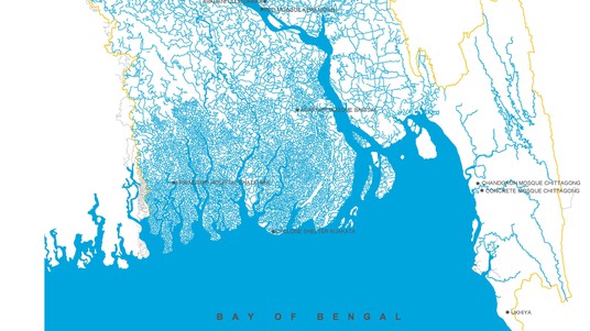 Carte des rivières du delta du Bangladesh. © URBANA