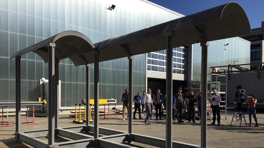 Vue de la structure construite au Smart Living Lab. © Raffael Baur