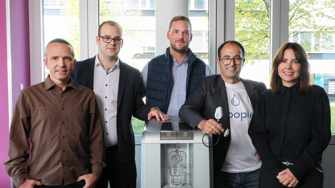 The Droople team has developed a system that can help reduce a building's water consumption. © 2019 EPFL/Alain Herzog